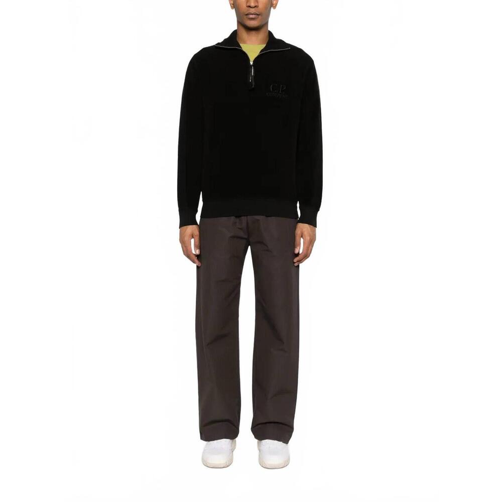 NEW C.P. COMPANY fleece half zip sweatshirt in black